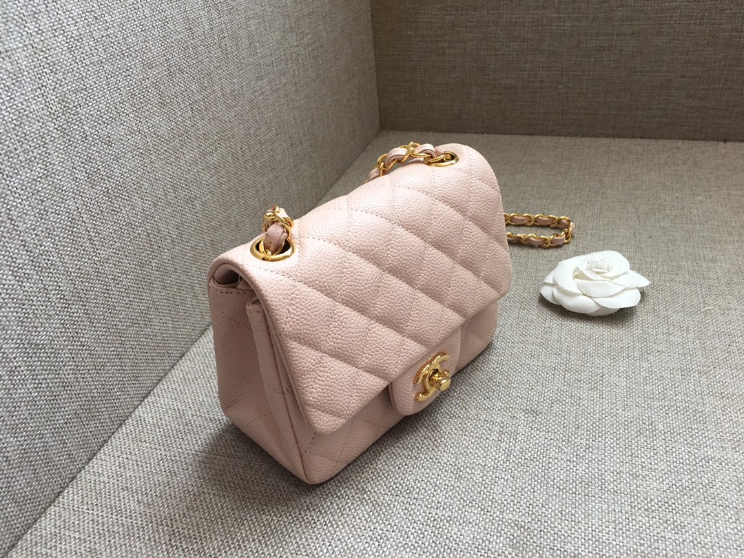 Mini Classic Flap Caviar Bag A01115 Pink/Gold